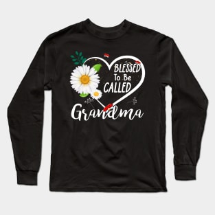 Blessed To Be Called Grandma Tee Proud Grandma Shirt Womens Funny Letters Printed Grandmother Long Sleeve T-Shirt